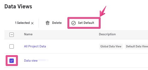 Manage Data View Project Settings